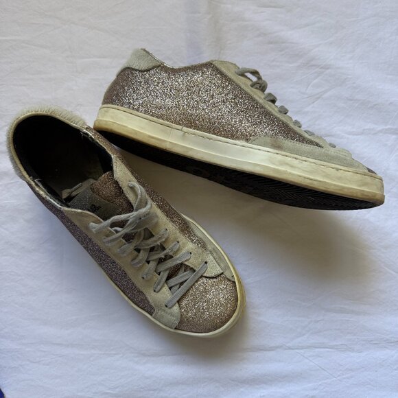 P448 John glitter sneaker, fur heel, size 38, good condition, Italian made - Picture 3 of 7